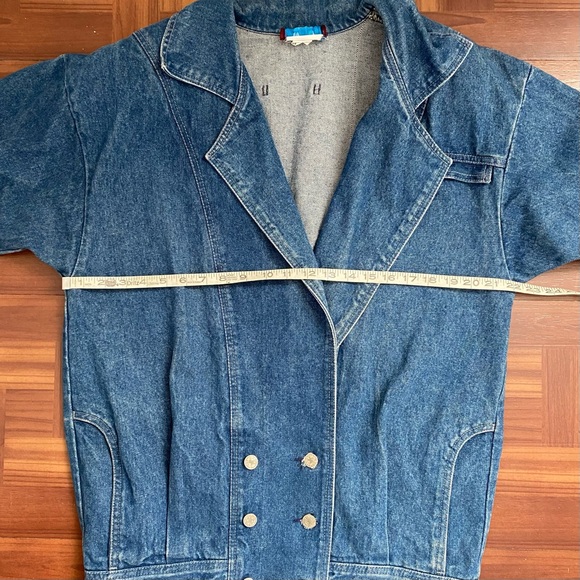 Vintage 1980s Rocky Mountain Clothing Double Breasted Long Denim Jacket - Picture 7 of 8